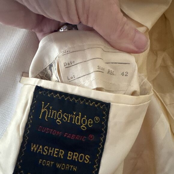 Vtg 60s Mens Kingsridge 42R Cream USA Fort Worth Made Sport Coat Suit Jacket - Picture 10 of 14